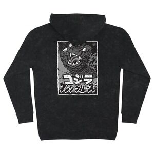 Santa Cruz Godzilla Hand Pullover Mineral Black Kangaroo Hoodie, Medium